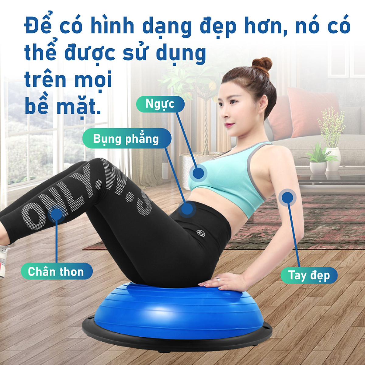 BG Bóng tập YOGA bóng thăng bằng GREY 58x20cm kèm bơm bóng,Bosu Bóng Tập Cân Bằng Bosu tập thể dục,Bóng đẹp Yoga Tại Nhà Cao Cấp ( hàng nhập khẩu)