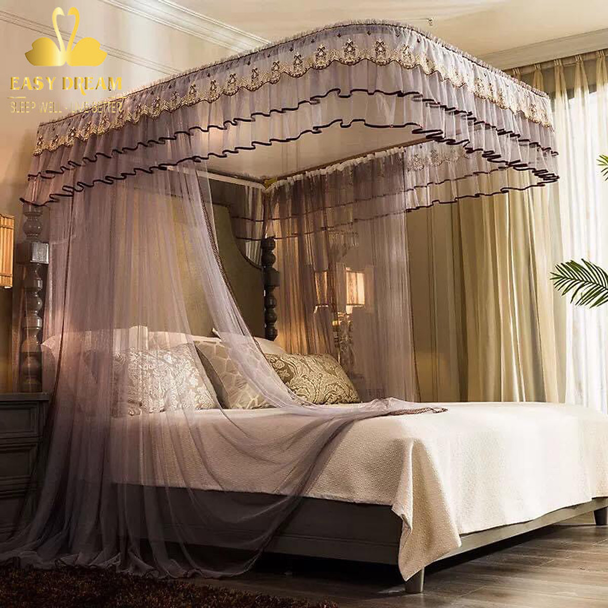 Màn Khung Không Khoan Tường  【 Bản Nâng Cấp Mới Nhất   】  Mùng khung đẹp  hiện đại cao cấp EASY DREAM 