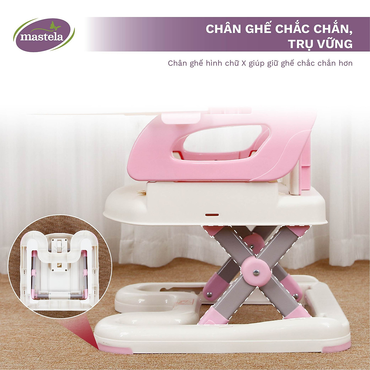 Ghế ăn dặm cho bé gấp gọn nâng hạ độ cao Mastela 07110 / 07112 - Ghế tập ăn dặm cho bé chuẩn ASTM Mỹ BPA Free
