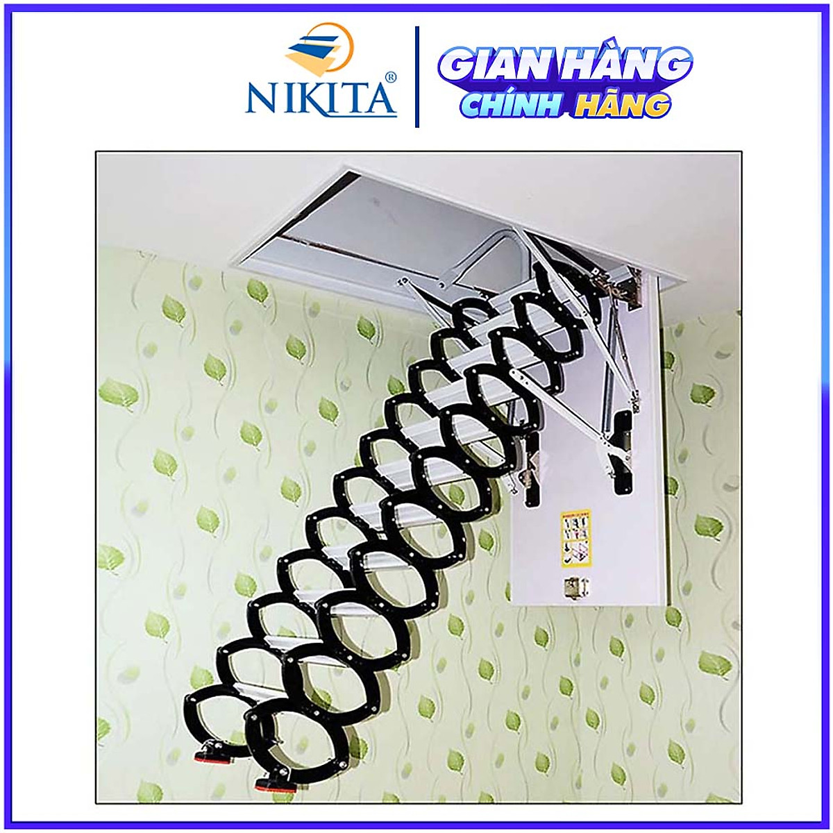 Thang gác mái ốp trần thông minh xếp gọn dễ dàng Chính hãng NIKITA 2024