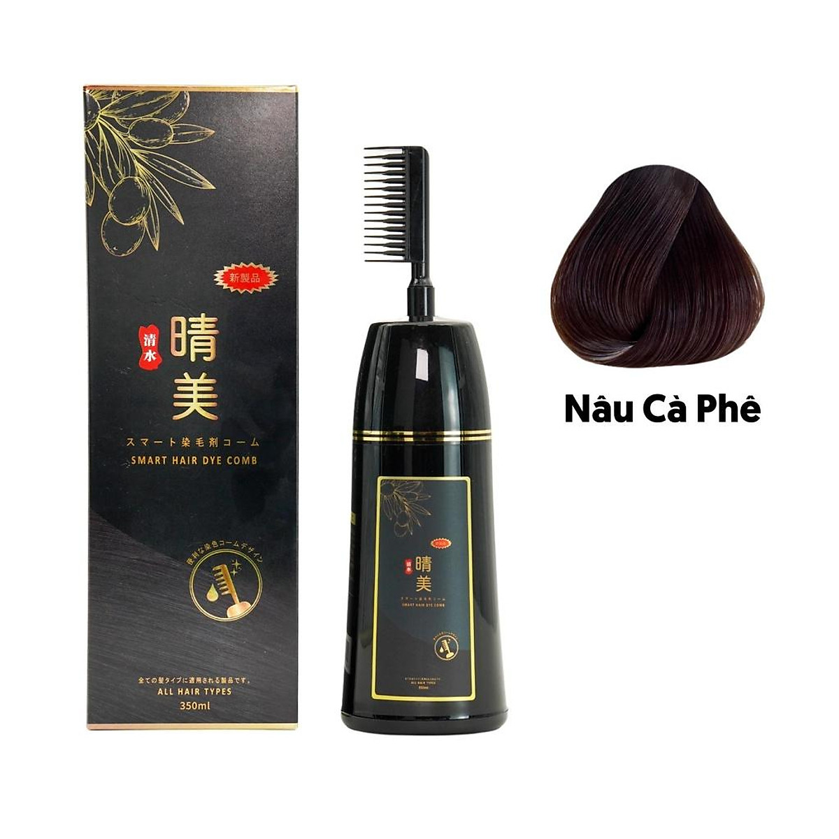 Lược nhuộm tóc, Dầu gội Phủ Bạc thảo dược, 350ml, Komi Nhật Bản