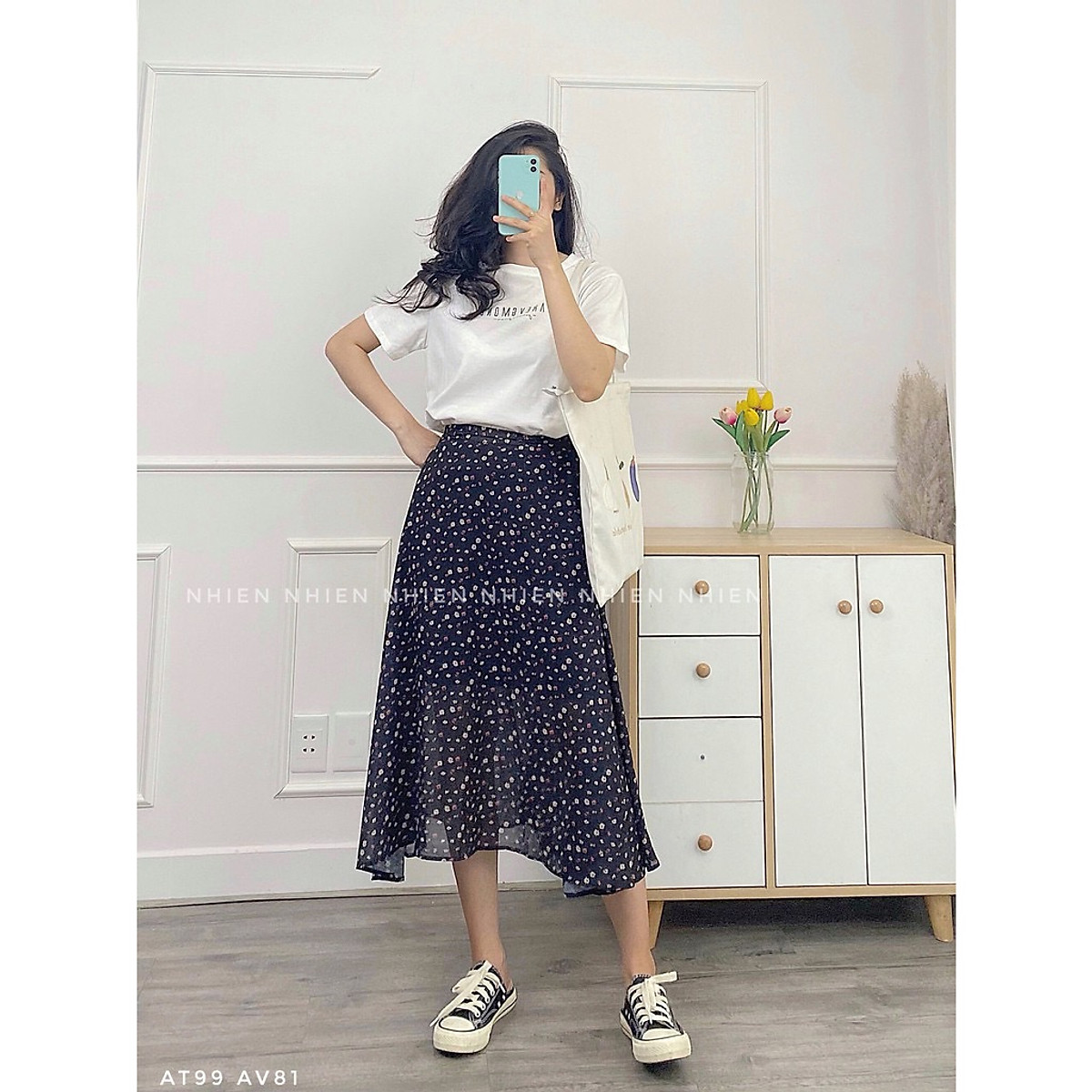 Chân váy hoa nhí vintage dáng dài có lót trong cạp chun phong cách Hàn Quốc   Nhiều màu vải voan mỏng cực xinh  Lazadavn