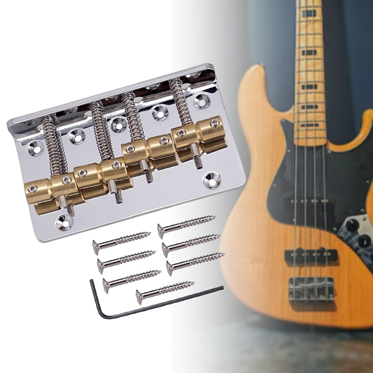 Professional 4 String Bass Bridge Assembly Replace String Spacing Adjustment