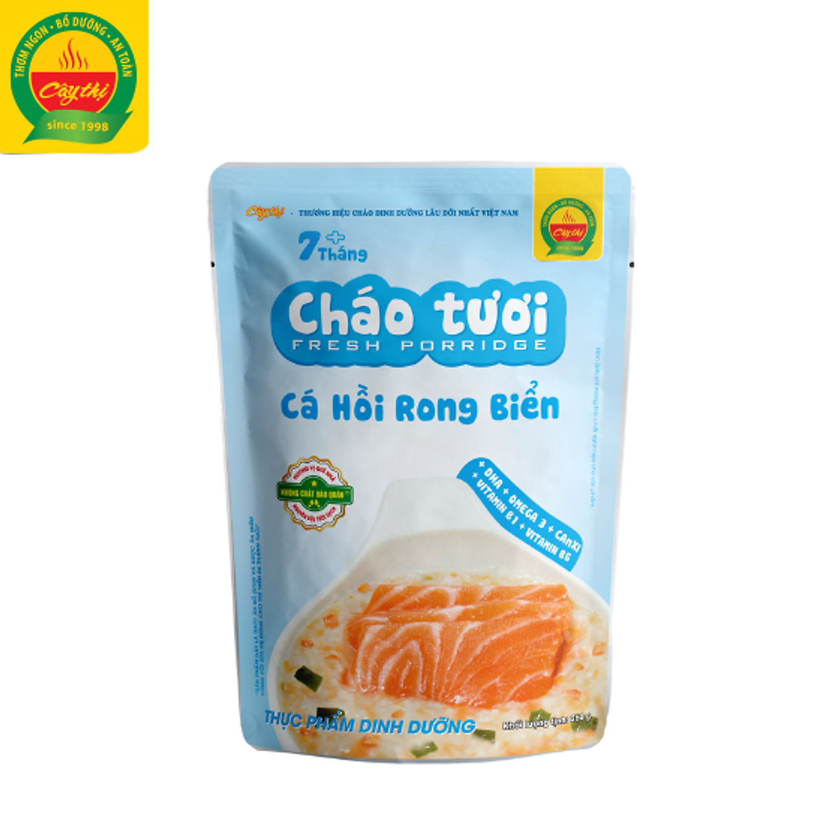 Thùng 35 Gói - 7 Vị Cháo Tươi Cây Thị: Gà Ác Đậu Xanh, Cá Hồi, Cá Lóc, Lươn Đậu Xanh, Thịt Bò, Rau Củ, Thịt Heo