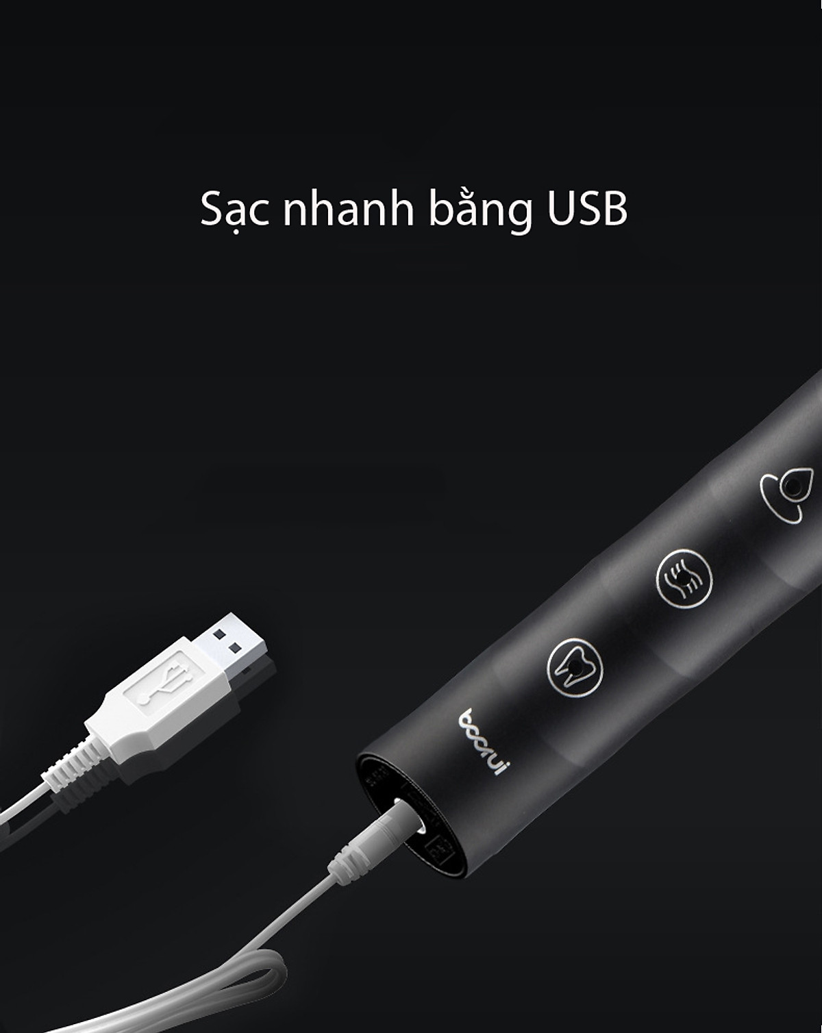 Bàn Chải Điện BOORUI Primus Z2 (TB-018) 3 Chế Độ , Bàn Chải Đánh Răng Tặng Kèm 3 Đầu Bản Chải - Hàng Chính Hãng , Chống Nước IPX7 , Sạc nhanh USB