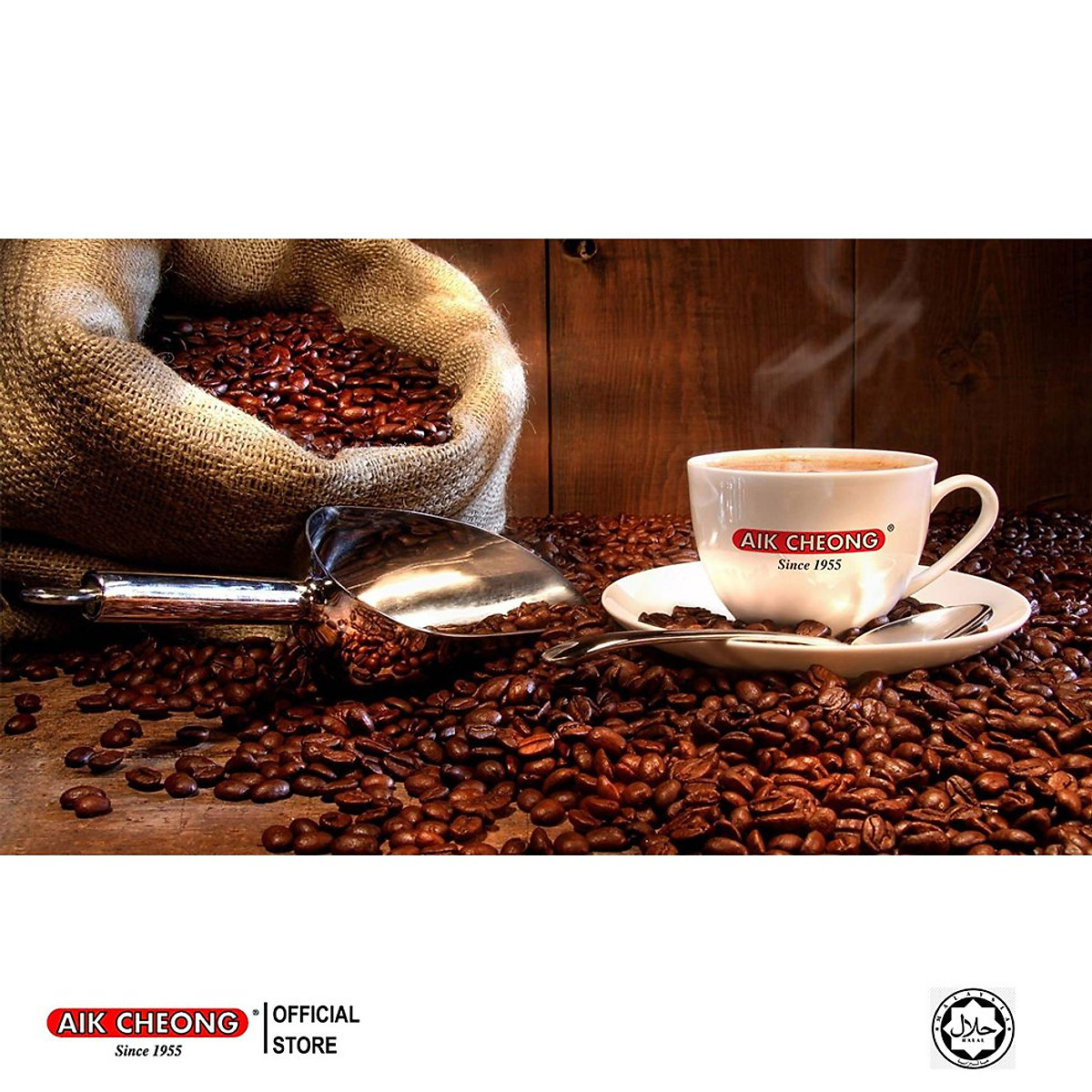 Cà phê ít đường Aik Cheong White Coffee Less Sugar (15 gói x 40g) - Nhập khẩu từ Malaysia