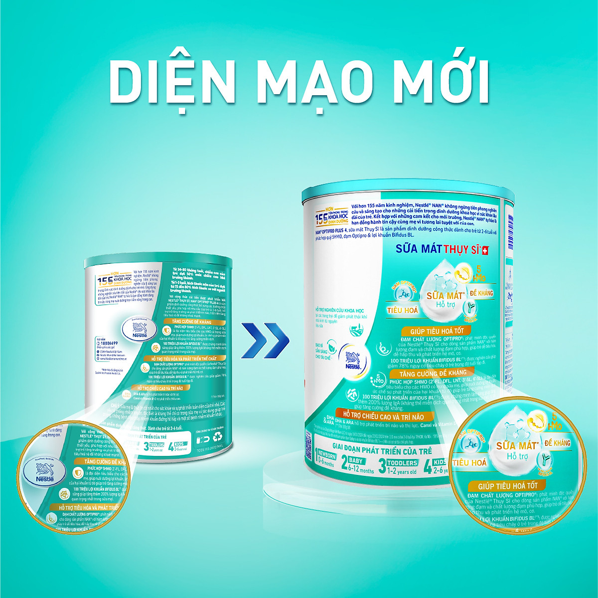 Bộ 3 lon Sữa bột NAN OPTIPRO PLUS 4 Nestle Bé 2-6 tuổi 1500g/lon Giúp tiêu hóa tốt