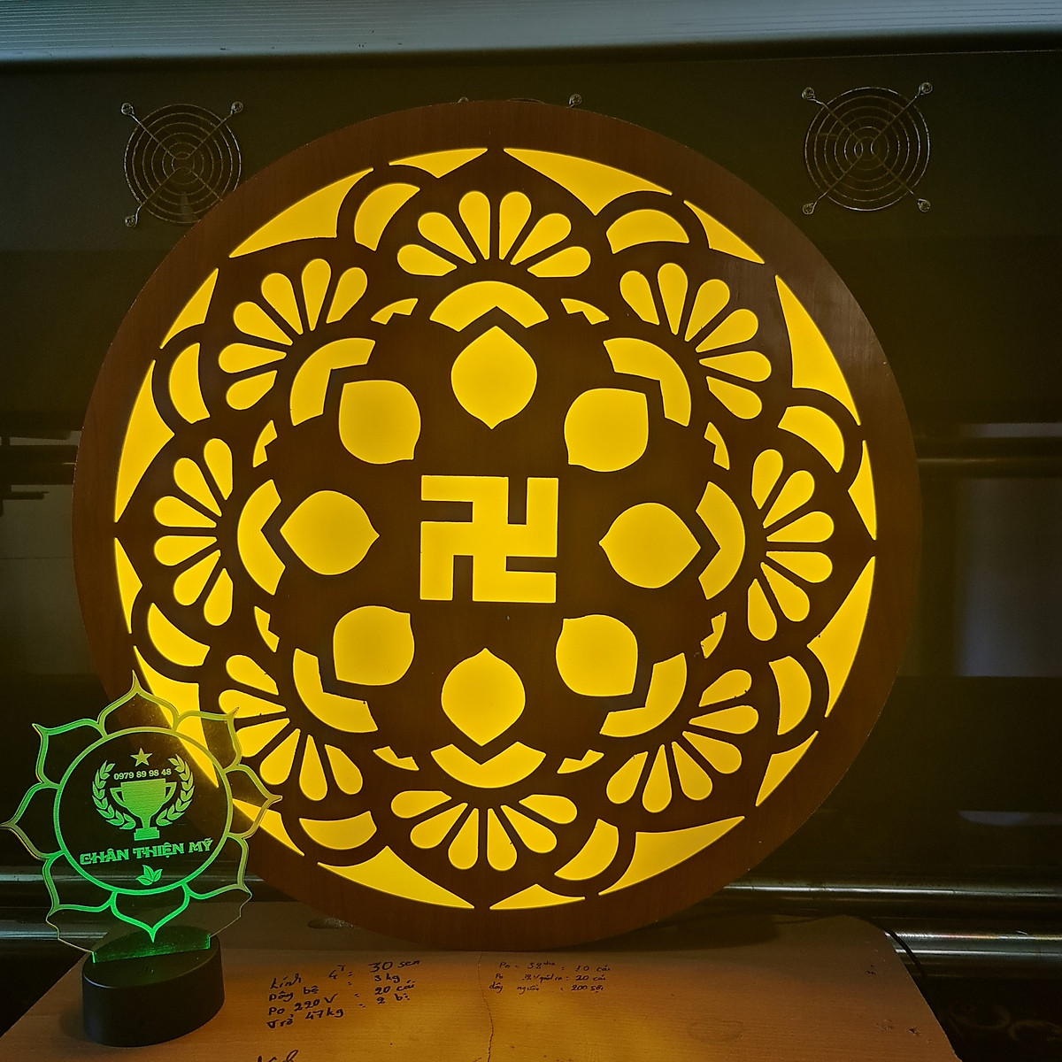 Tuyển sỉ] Đèn thờ hào quang CNC nhiều mẫu Mandala, Hoa Sen, chữ ...