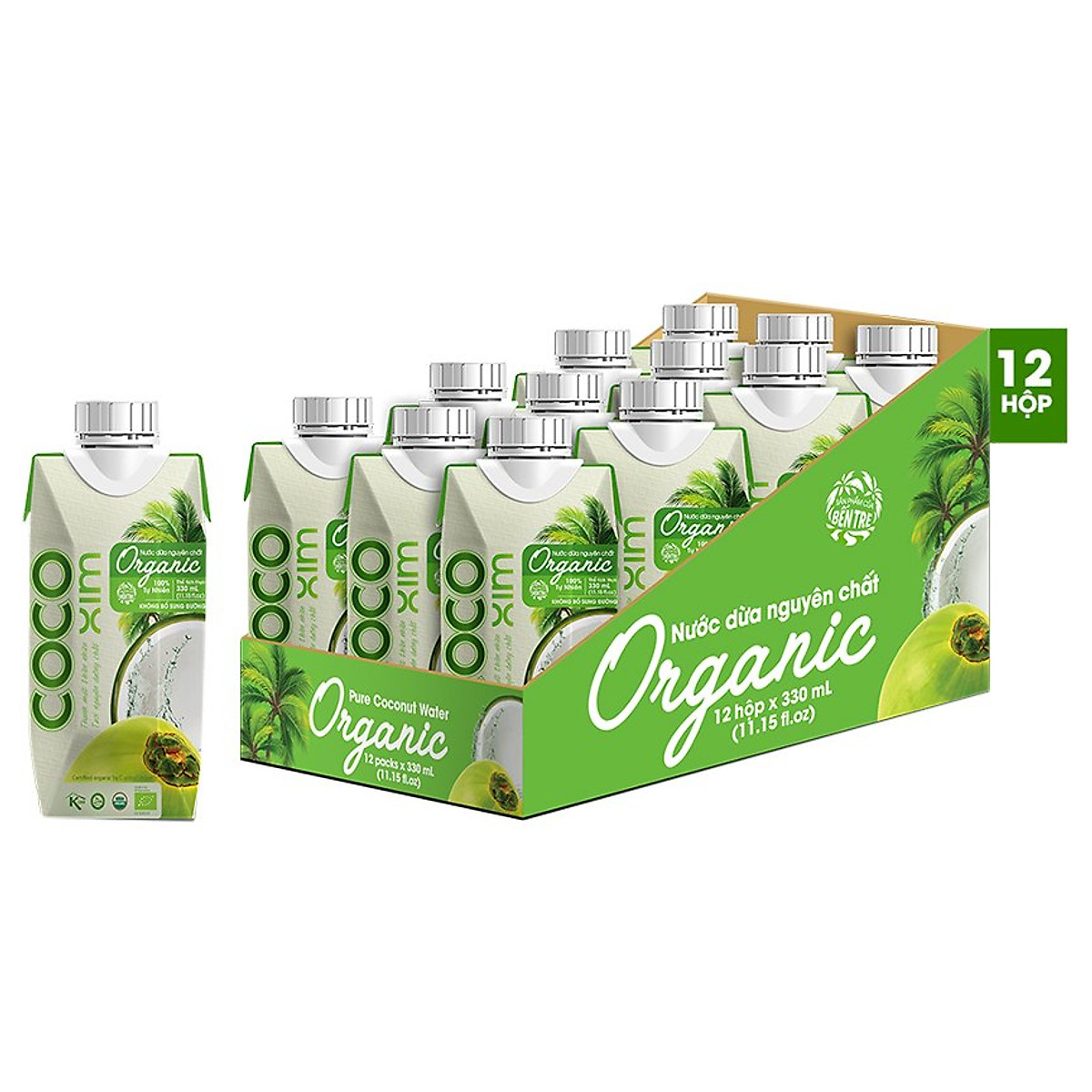 Thùng 12 Hộp Nước Dừa Cocoxim Organic (330ml x12 Hộp)