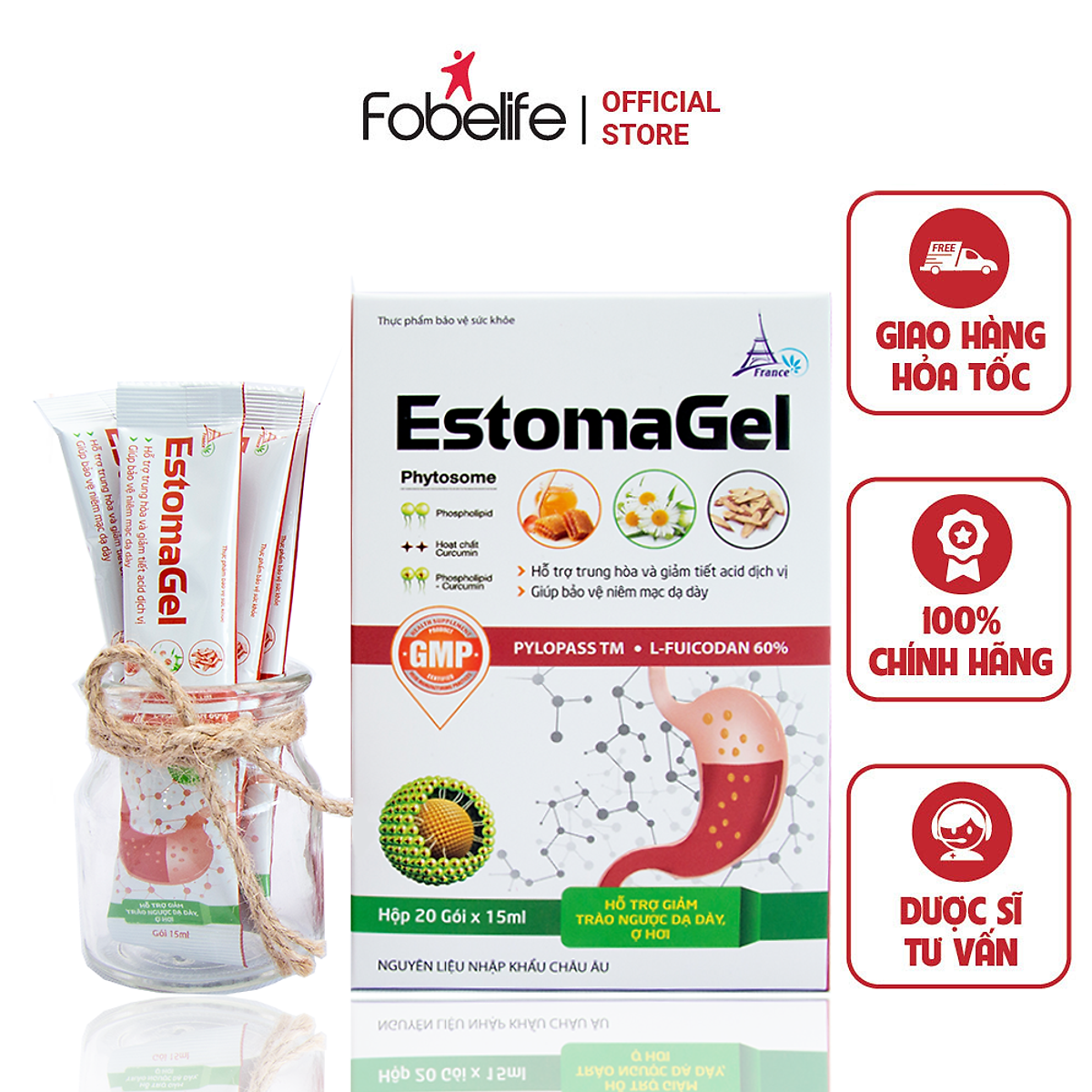 Gói Uống Giảm Nhanh Cơn Đau Dạ Dày Trào Ngược Thực Quản ESTOMAGEL ( Hộp 20 gói dạng nước )