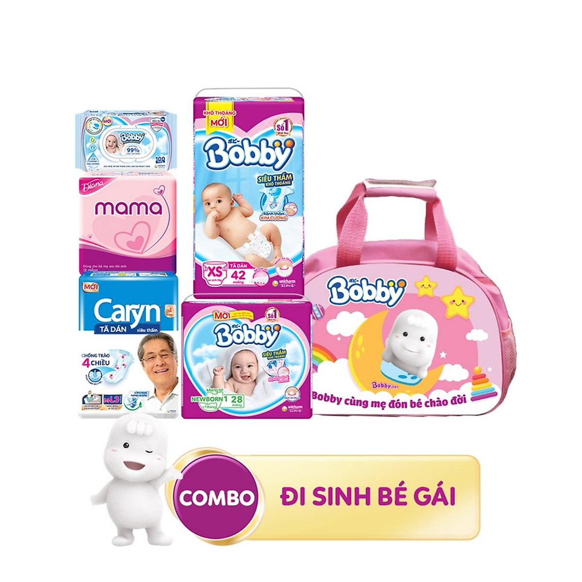 Combo đi sinh màu hồng Bobby