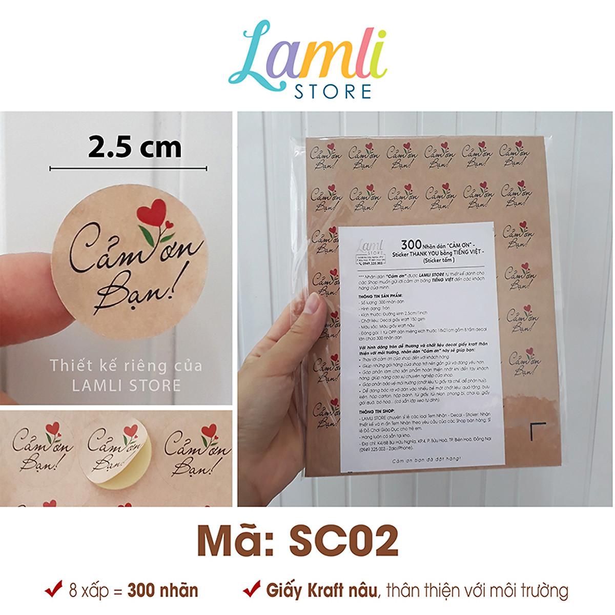 LAMLI STORE THIẾT KẾ] 300 Nhãn dán CẢM ƠN, Sticker Thank you TIẾNG ...