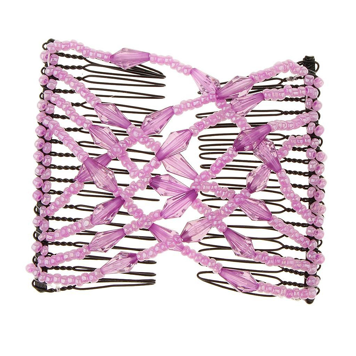 Elegant Women Bow Double Hair Comb Elastic Magic Acrylic Beads Clip Hairstyle Accessory Elegant Women Bow Double Hair Comb Elastic Magic Acrylic Beads Clip Hairstyle Accessory