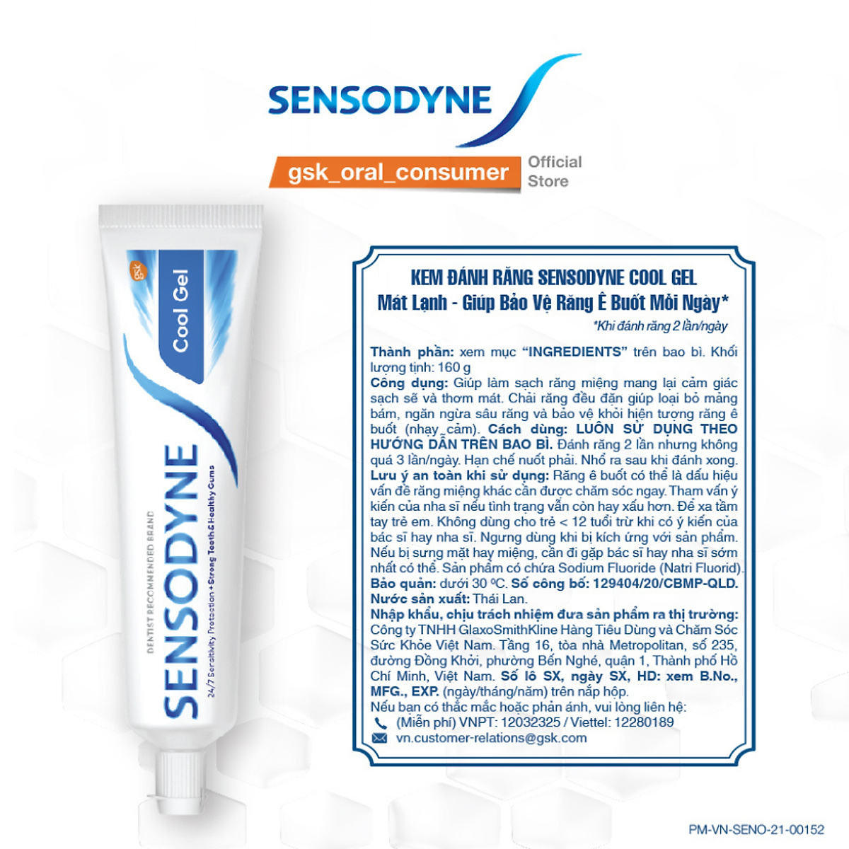Kem đánh răng Sensodyne Cool Gel 160g