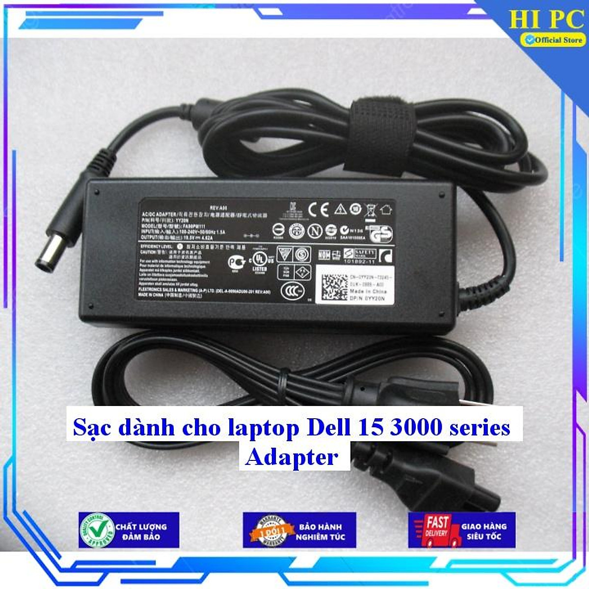 Sạc dành cho laptop Dell 15 3000 series Adapter - Kèm Dây nguồn - Hàng Nhập Khẩu