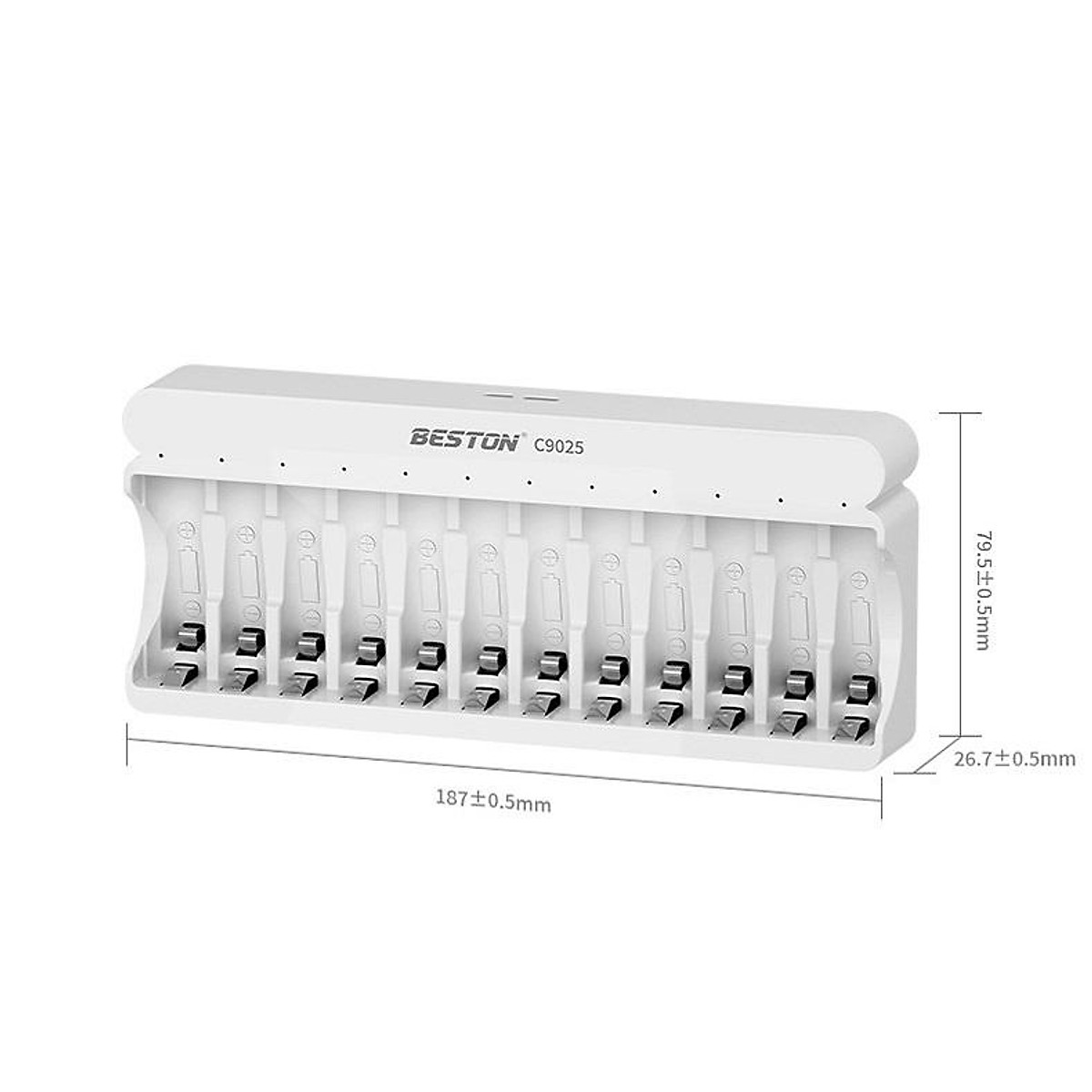 Bộ Sạc pin 12 khe AA AAA Beston C9025 sạc nhanh, tự ngắt khi đầy, đèn LED báo thông minh, dùng cho micro ,remote,đồ chơi