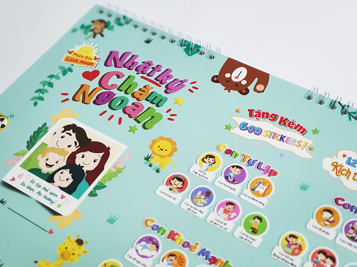 Bảng Nhật Ký Chăm Ngoan - Kèm 640 STICKER Khen Thưởng siêu dễ thương cho bé