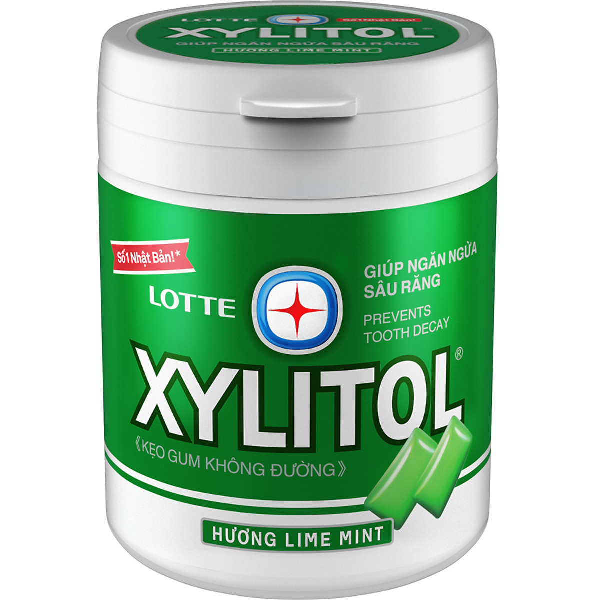 Kẹo Gum Không Đường Lotte Xylitol Hương Lime Mint 137.8g Tiki