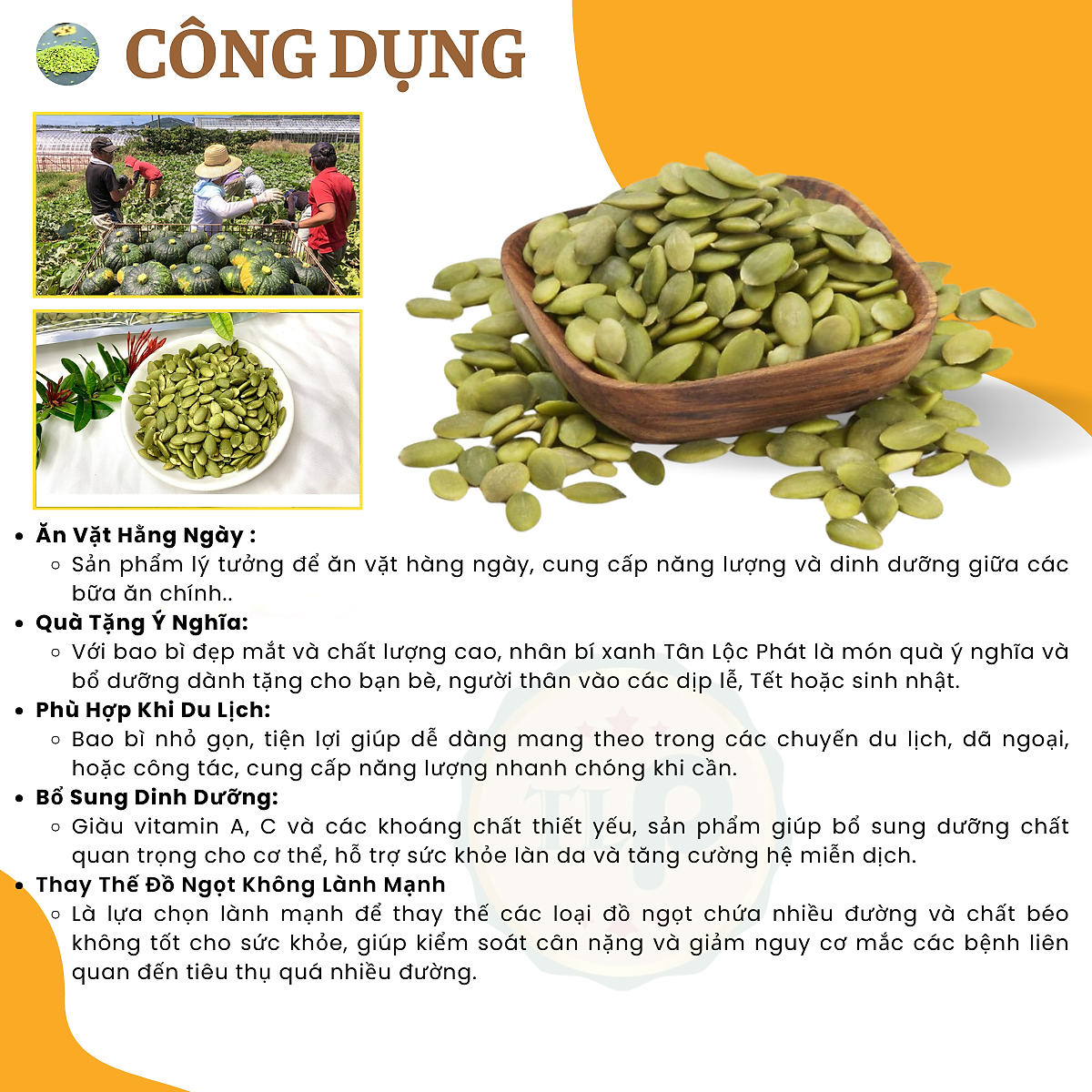 NHÂN HẠT BÍ TÂN LỘC PHÁT - HŨ 500G