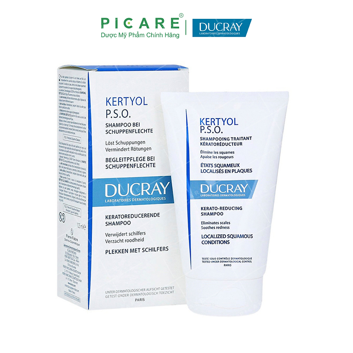 Dầu Gội hỗ trợ điều trị Gàu Mảng, Vảy Nến Ducray Kertyol P.S.O Shampoo (125ml)