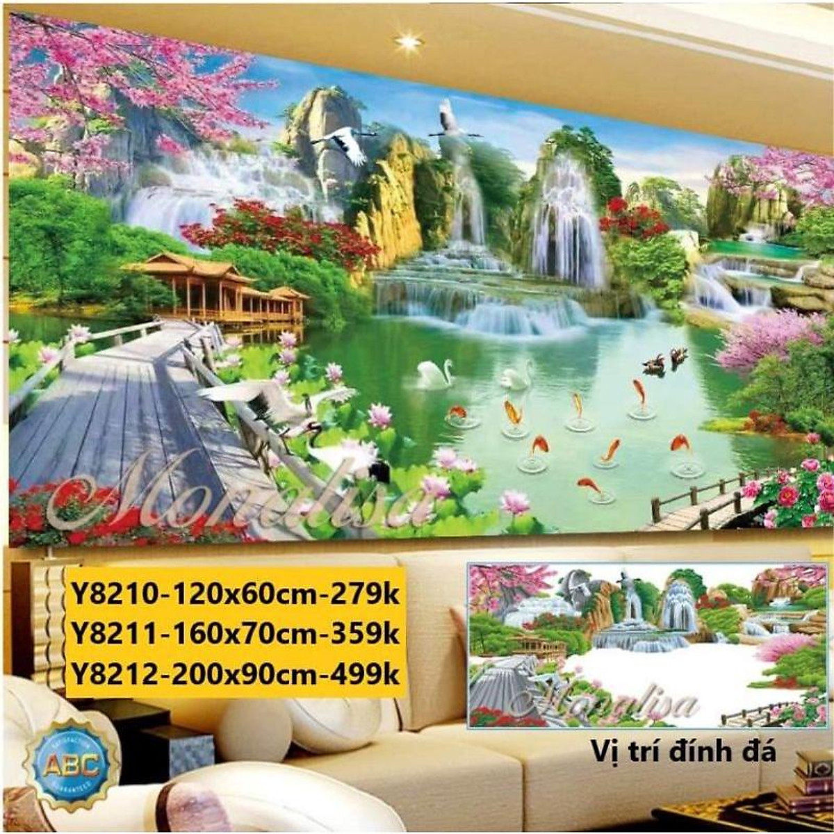 Mua Tranh đính đá Bồng Lai Tiên Cảnh 200x90cm tại Tranh Thêu Kim Dung