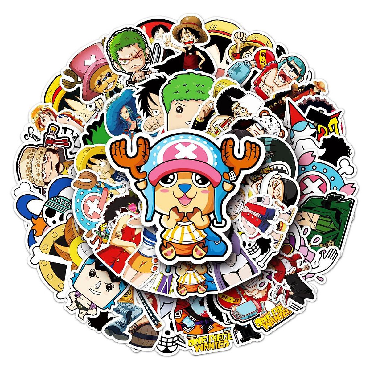 Sticker ONE PIECE hoạt hình cute trang trí mũ bảo hiểm,guitar ...