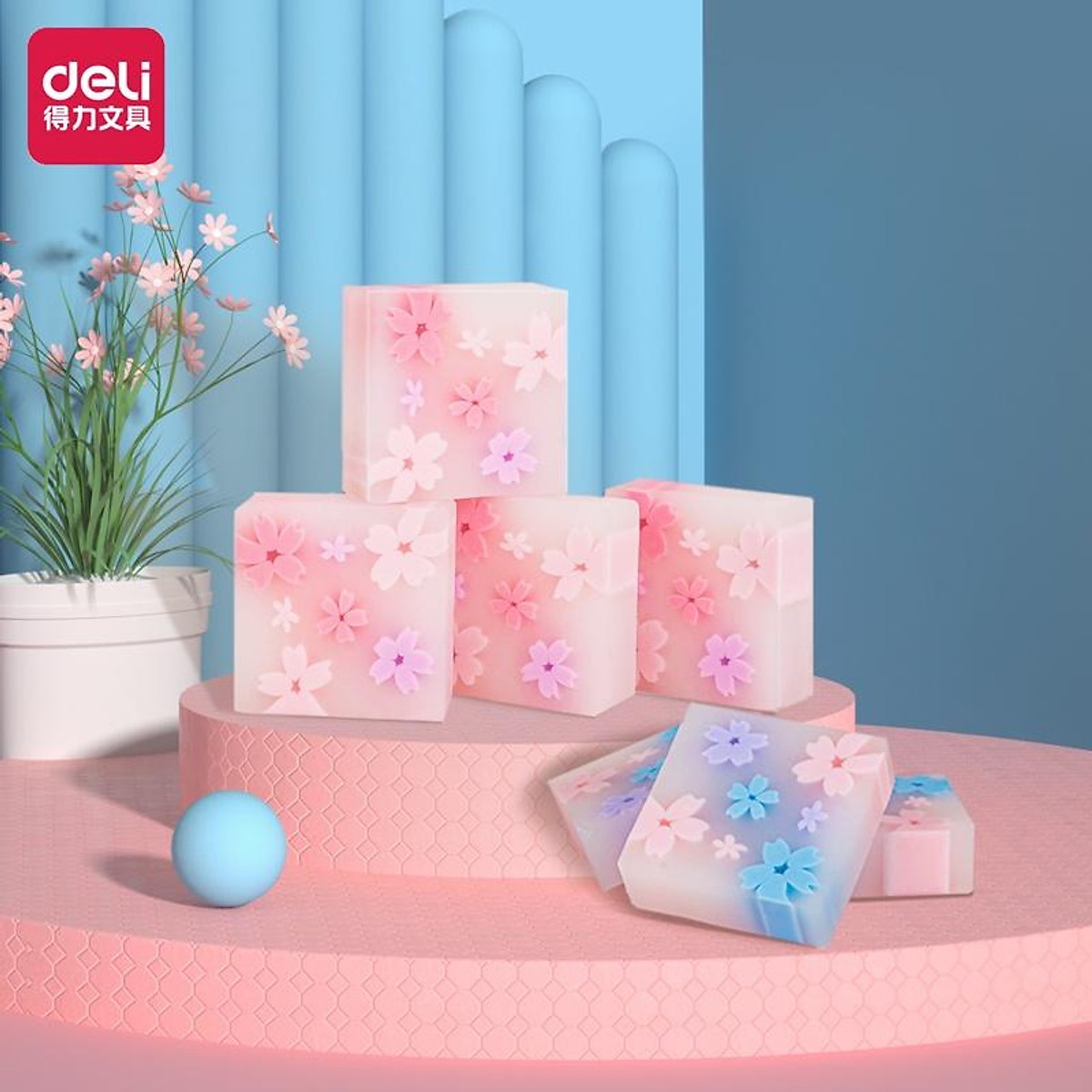 Gôm tẩy hình hoa anh đào Nhật Bản Deli -1 chiếc - dành cho học sinh - 71135 / 71136