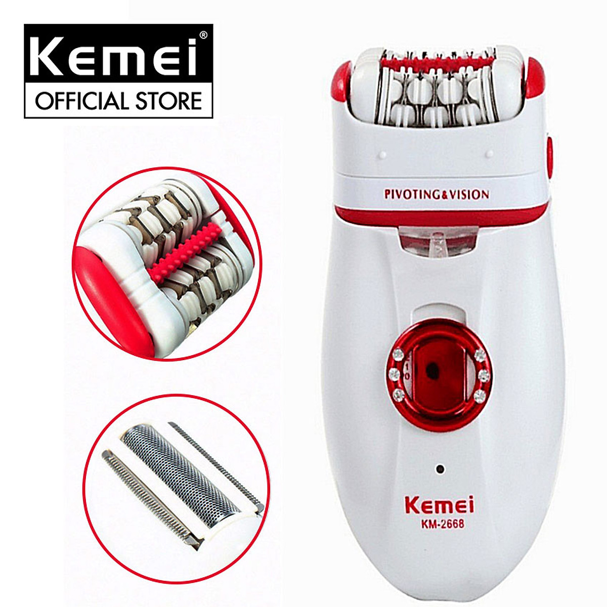 Máy cạo tẩy lông đa năng 2in1 Kemei KM-2668 dùng pin sạc tiện lợi dùng để cạo lông, nhổ lông, wax lông toàn thân ( Giao màu ngẫu nhiên )