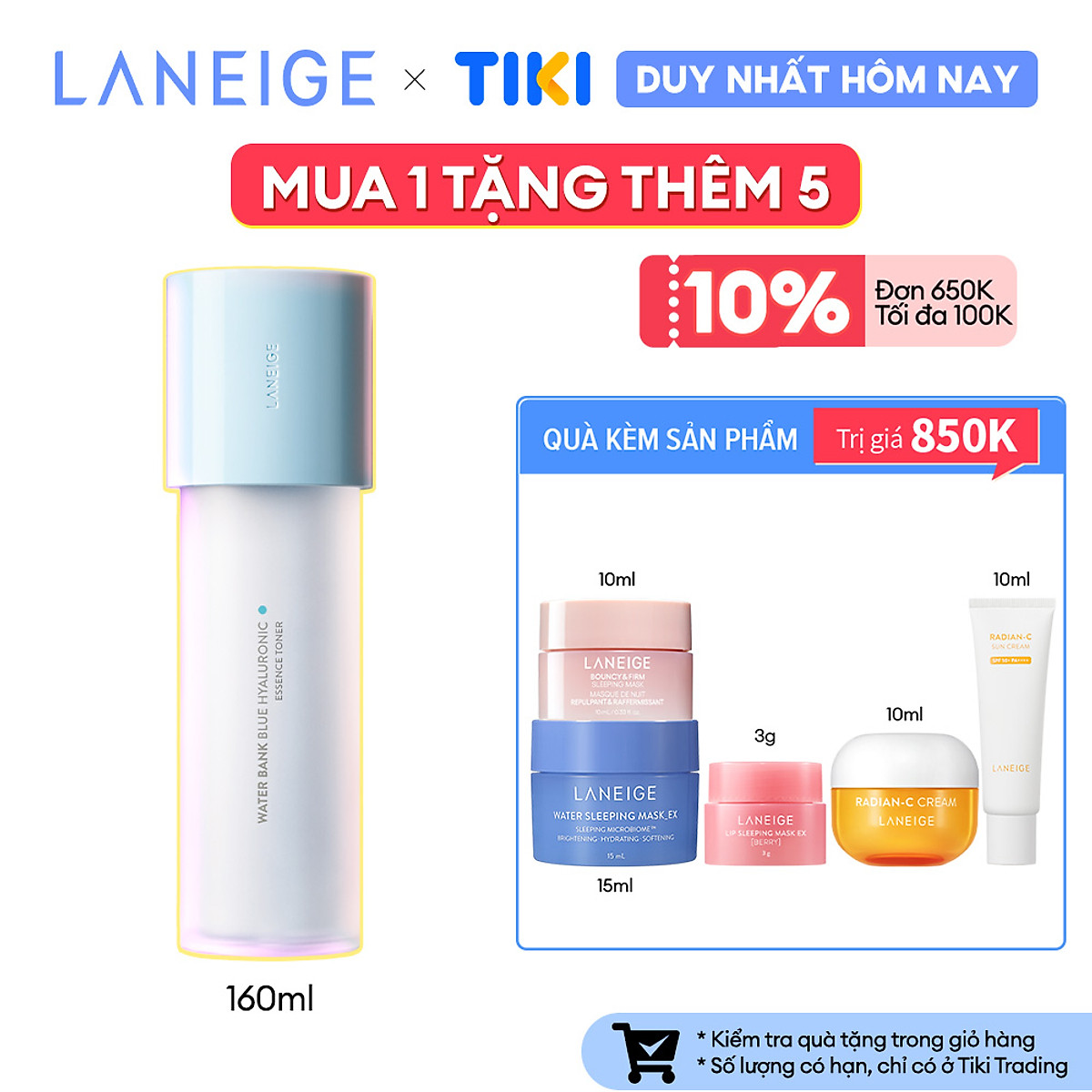 Nước Cân Bằng Dưỡng Ẩm Dành Cho Da Dầu Và Da Hỗn Hợp Laneige Water Bank Blue HA Toner Oily 160ml