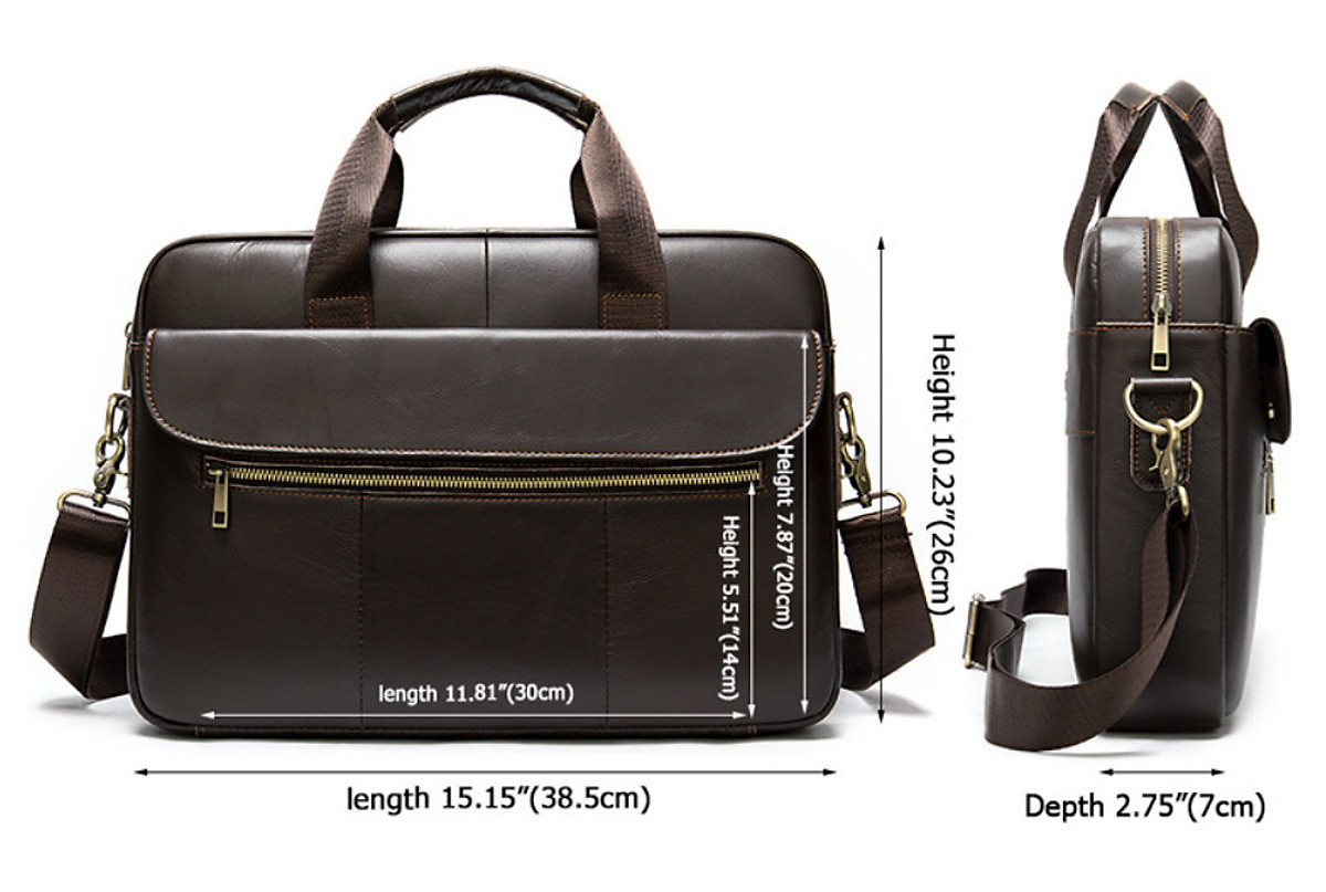 Túi xách da bò nam cao cấp phong cách mới 15.6"