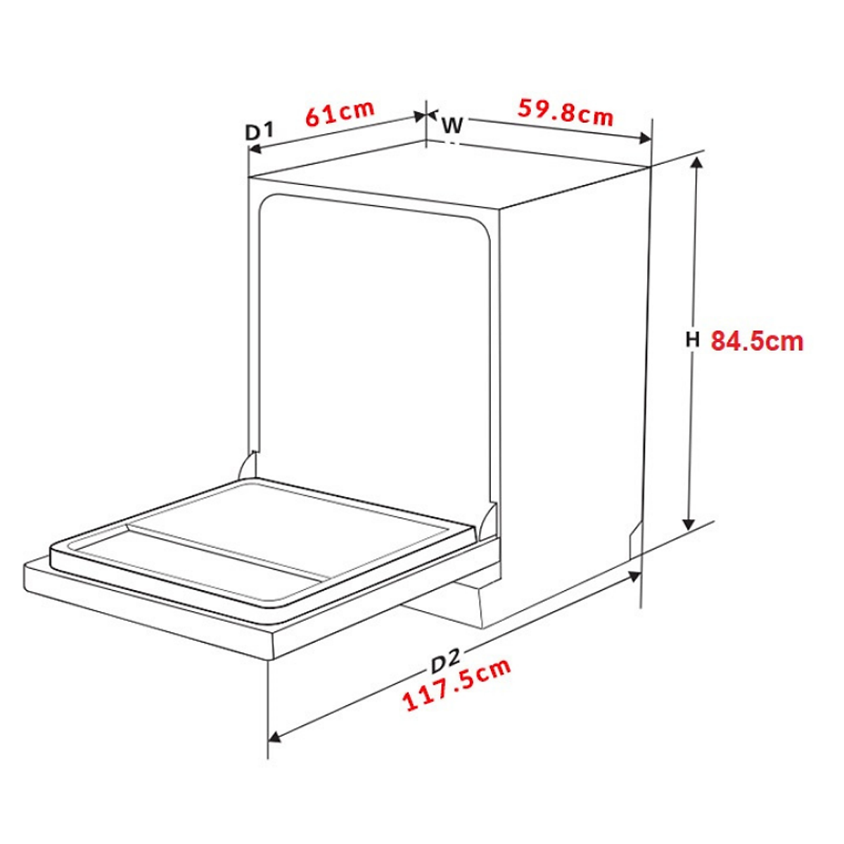 Máy Rửa Chén Độc Lập Ecalite EDW-SMS6015AS - 14 Bộ - 8 Chương Trình Rửa - Tự Động Hé Cửa - Hàng Chính Hãng