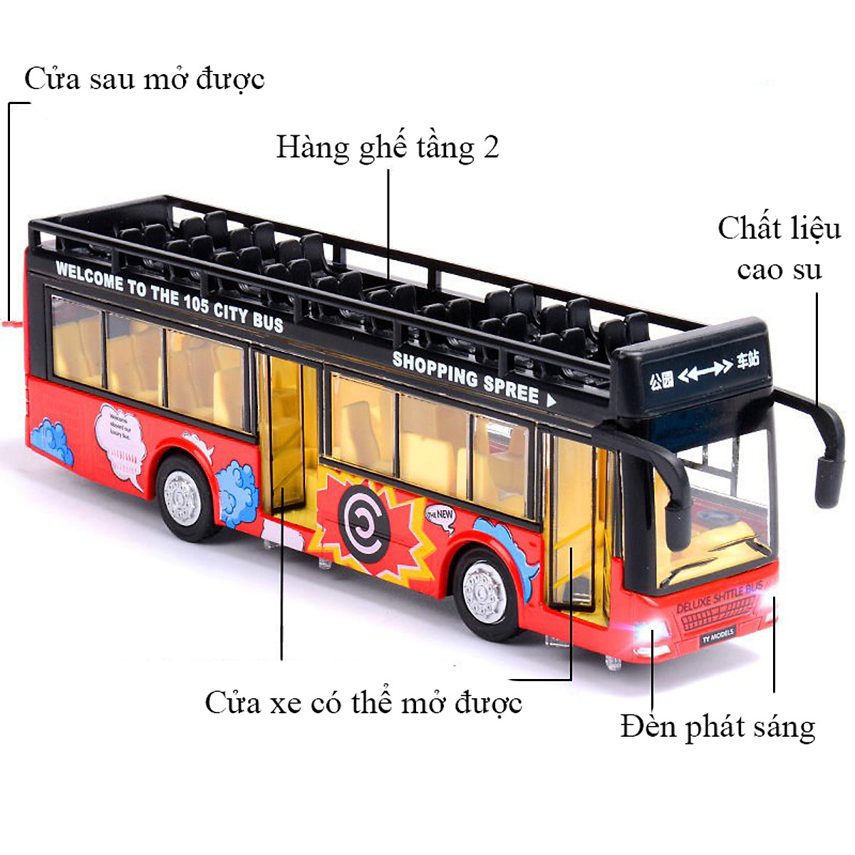 Mô hình xe bus thành phố cỡ lớn có đèn và nhạc WY916A WY910B