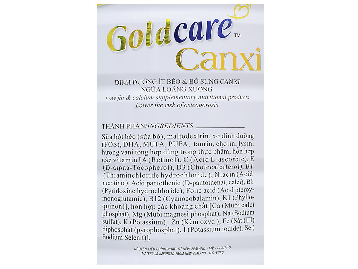 Sữa bột Wincofood GoldCare Canxi: dinh dưỡng ít béo ngừa tiểu đường, bổ sung canxi giúp xương chắc khỏe, MUFA, PUFA tốt cho tim mạch, phù hợp cho người từ 30 tuổi trở lên.