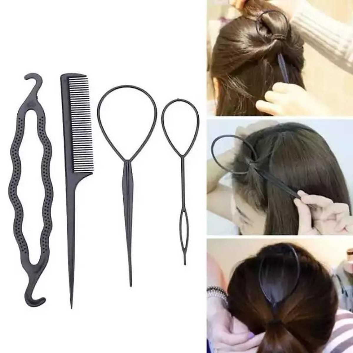 Dụng cụ làm tóc, tạo kiểu tóc 4 món chuyên nghiệp - Dụng cụ uốn tóc và tạo kiểu