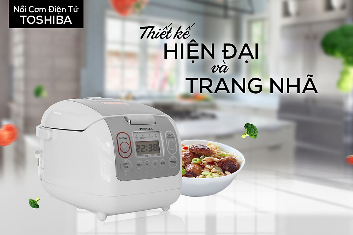 Nồi Cơm Điện Tử Toshiba RC-10NMFVN (WT) (1 Lít) - Hàng Chính Hãng