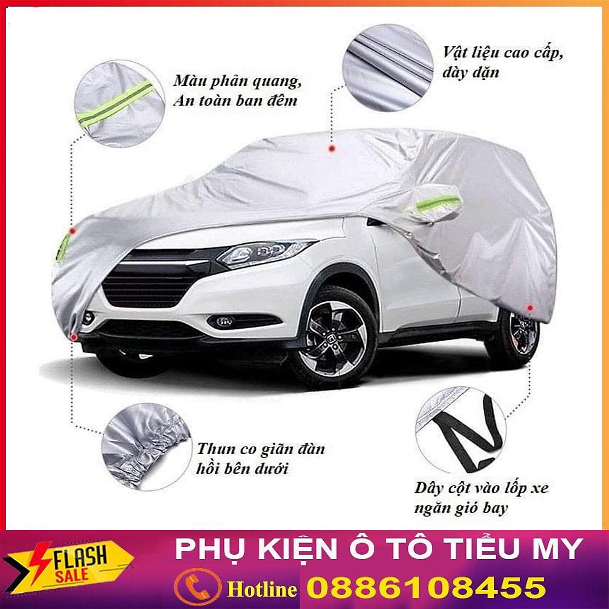 Bạt Phủ Xe Ô Tô Honda CRV, Brio, City, HRV, Accord, Civic, Jazz- Chất Liệu Bạt Tráng Nhôm 3 lớp