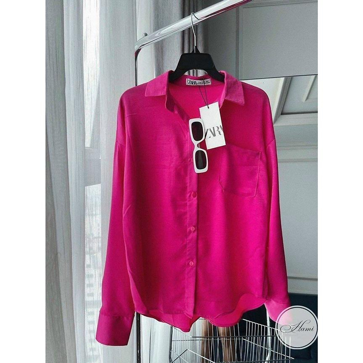 Mua Áo Sơ Mi Hồng Cánh Sen Sơmi Nữ From Rộng Thụng Hàng Thiết Kế Cao Cấp  tại Chân vây công sở  Tiki