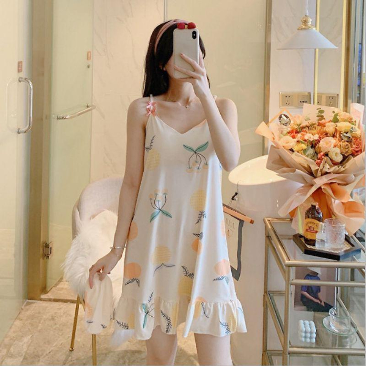 Mua Đầm 2 dây đuôi cá đầm mặc nhà kèm bịt mắt dễ thương vn01  S tại Haint  Boutique Official