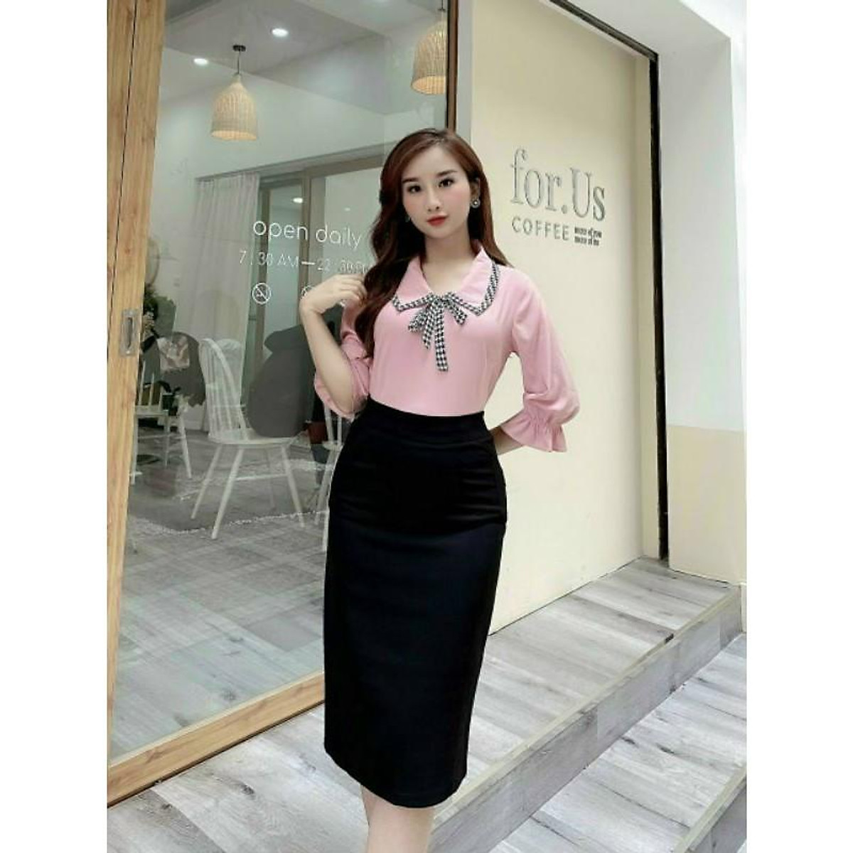 Set chân váy ôm áo vest công sở Hồng Kong Wujia Xám Muasam24 #22 Set chân váy ôm áo vest công sở Hồng Kong Wujia Xám Muasam24