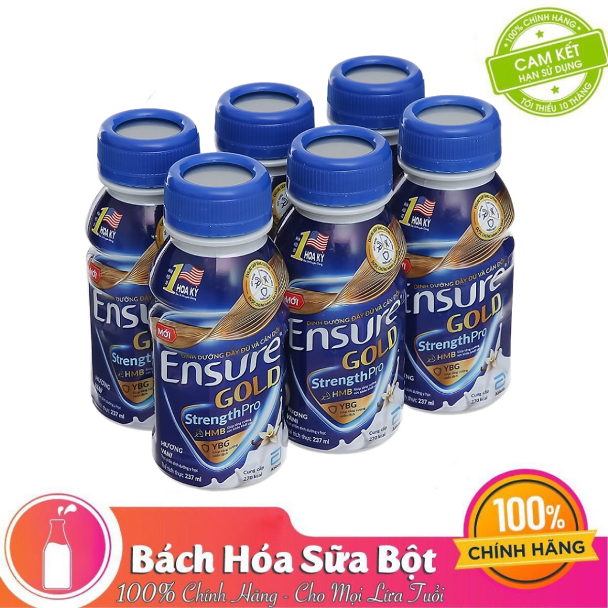 Combo 6 Chai Sữa Nước Abbott Ensure Gold Vigor 237ml