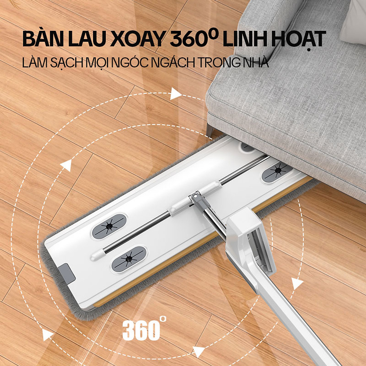 Cây lau nhà tự vắt KITIMOP MONSTER 45CM chổi lau nhà thông minh xoay 360 độ lau sàn làm sạch, 3 bông lau