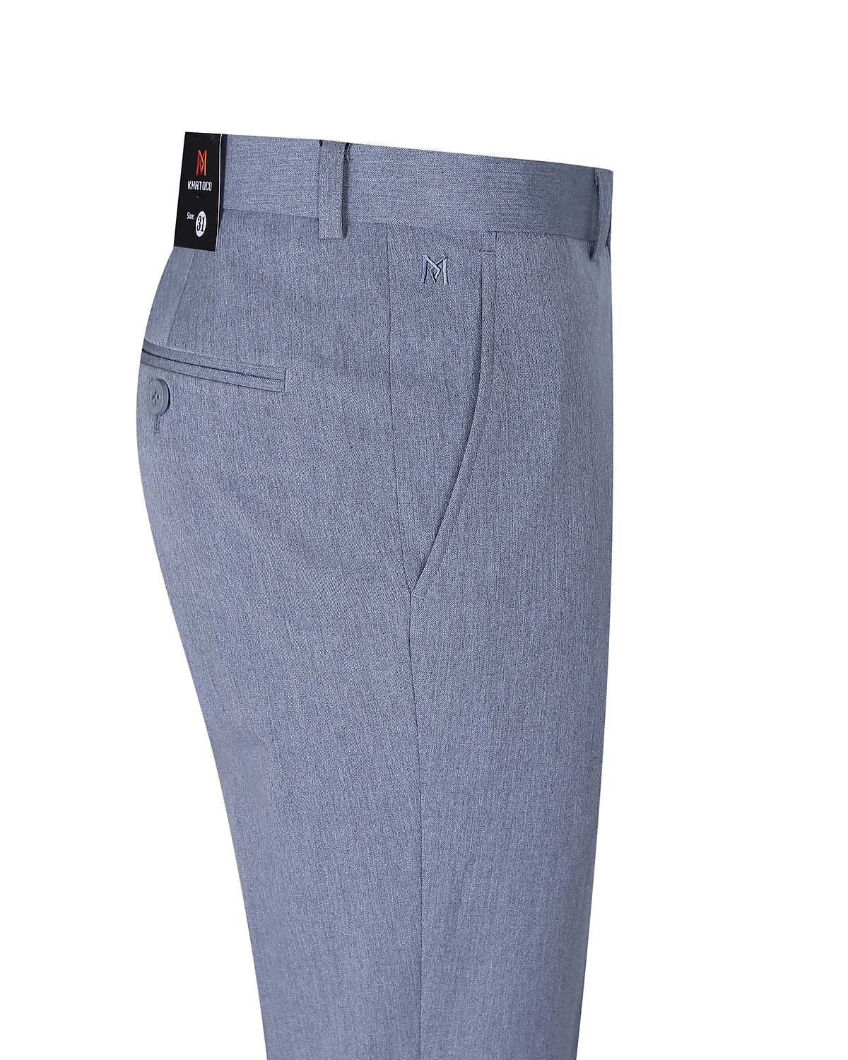 Quần tây nam không ply ống ôm xám trắng Khatoco Q1M578S0-CNGI220-2411-0