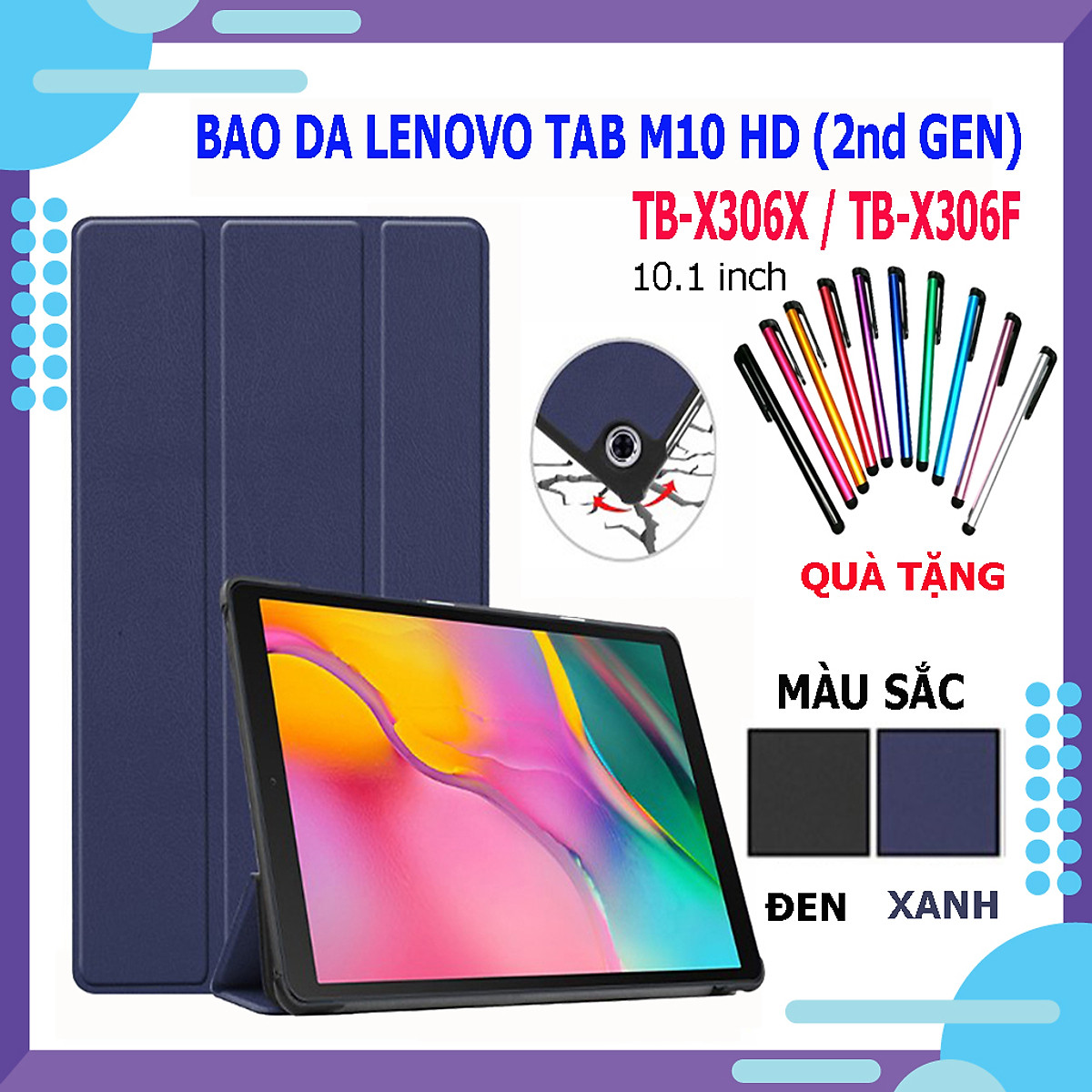 Bao da dành cho Lenovo Tab M10 HD GEN 2 TB-X306 - Gập dựng được Bao da dành cho Lenovo Tab M10 HD GEN 2 TB-X306 - Gập dựng được
