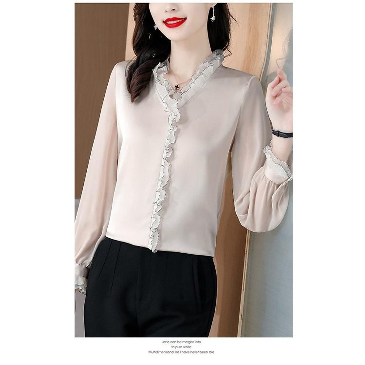ANU154 ÁO SƠ MI NỮ LỤA TRƠN CỔ ĐỔ #6 ANU154 ÁO SƠ MI NỮ LỤA TRƠN CỔ ĐỔ