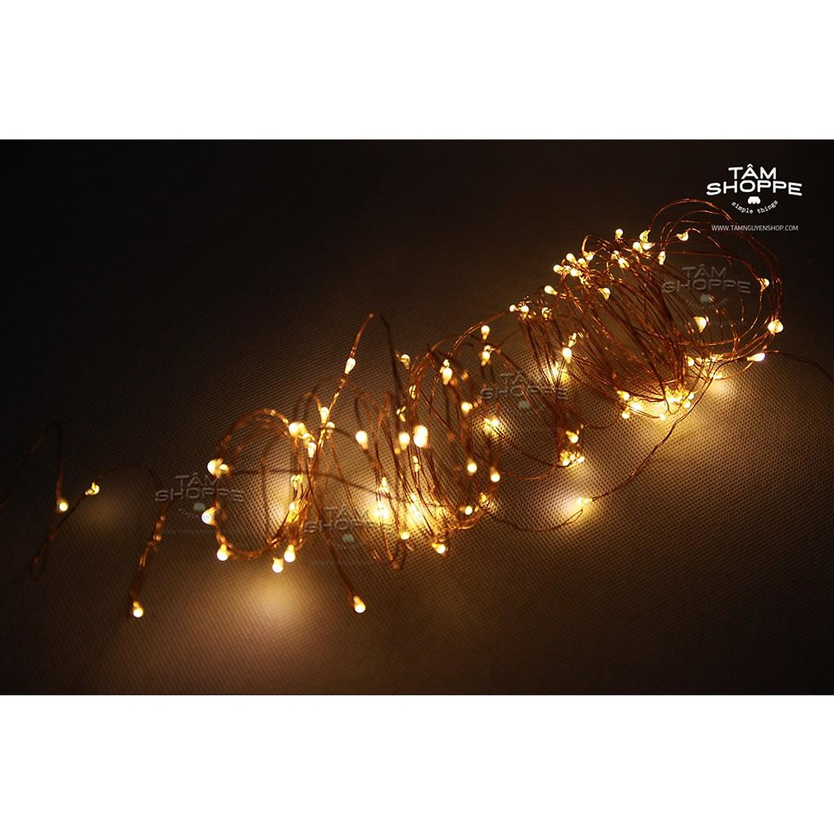 Dây đèn Led dây đồng đom đóm Fairy Light 10m Vàng ấm xài điện trực tiếp
