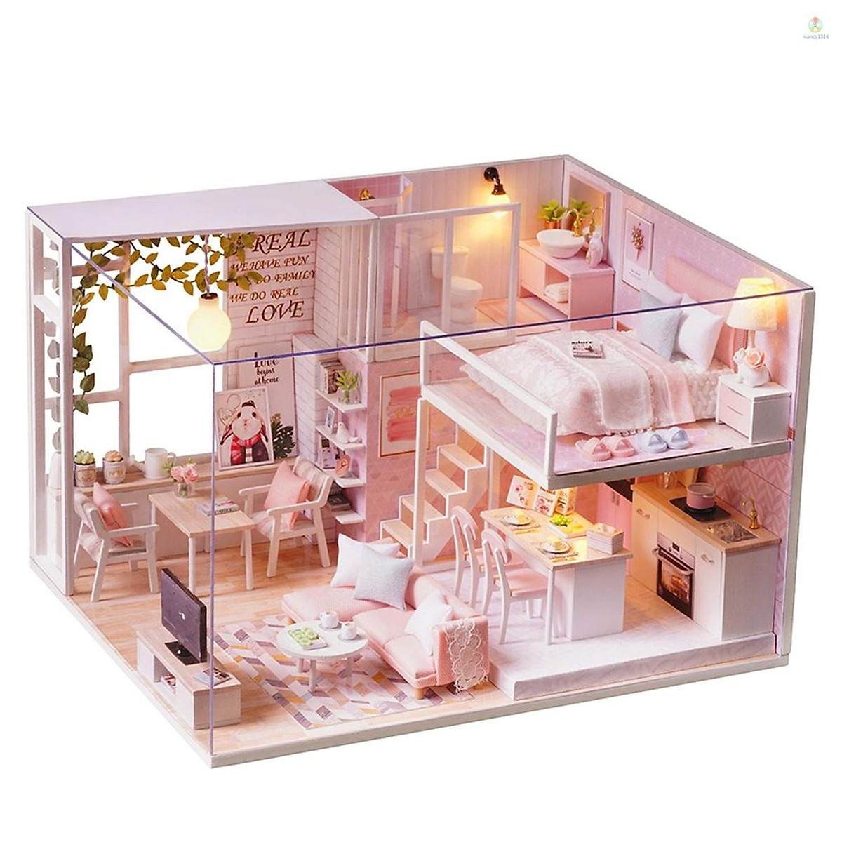 Giảm giá Mô hình nhà gỗ búp bê tí hon diy  căn nhà biệt thự l031 tặng keo  sữa  BeeCost