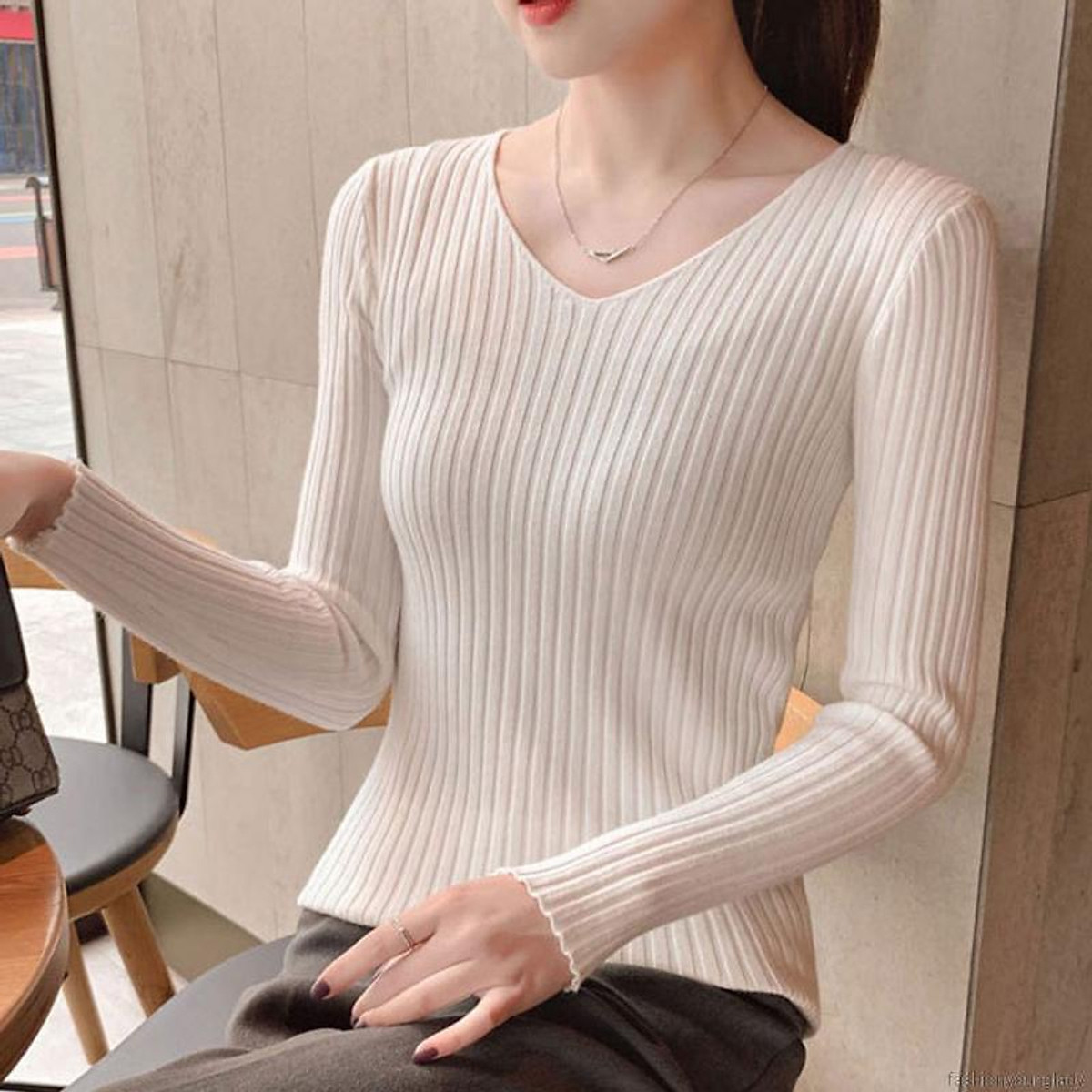 Mua Áo len đũa nữ tay dài cổ tim dáng ôm Mua Áo Len Đũa Nữ Tay Dài Cổ Tim Dáng Ôm