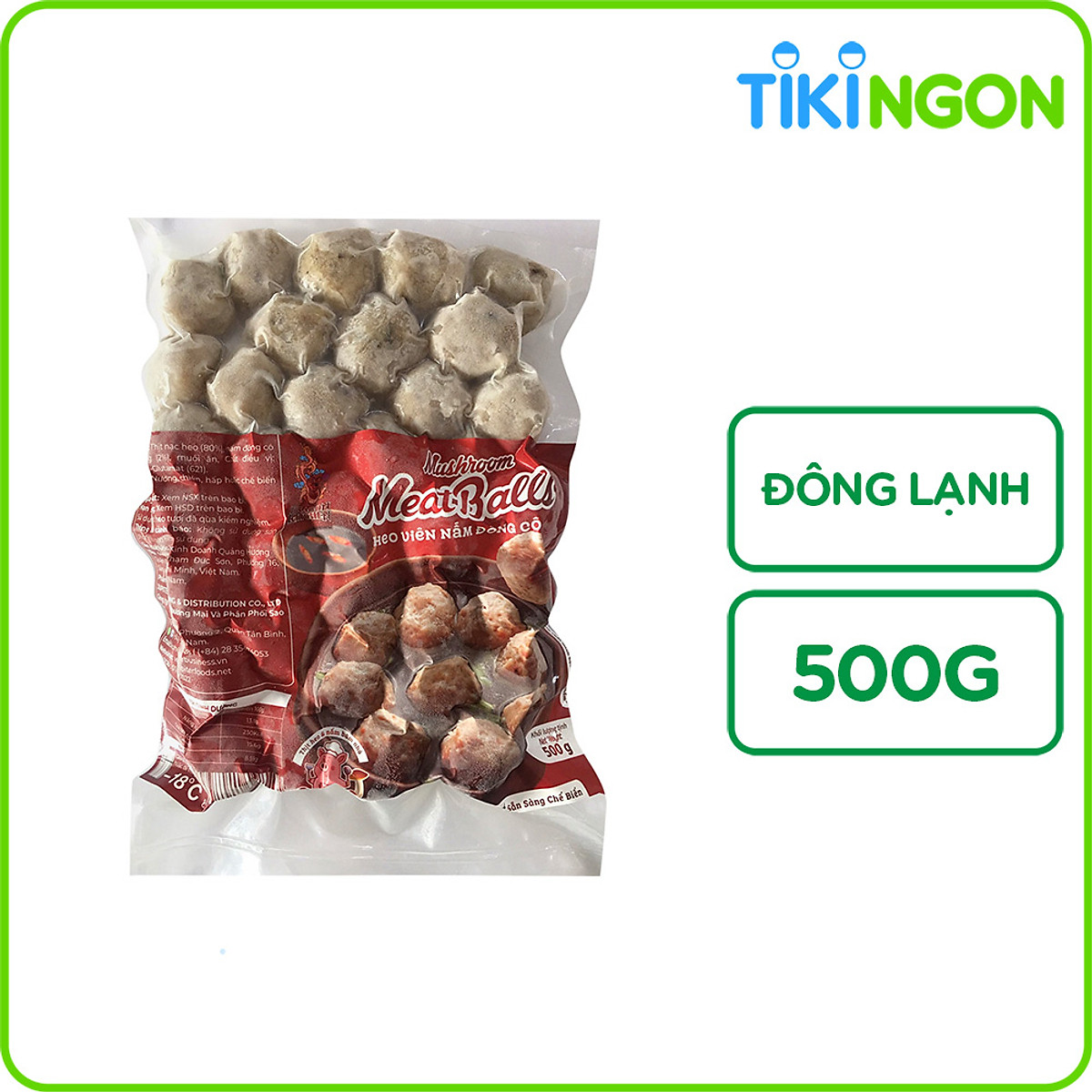 Heo viên nấm đông cô Sao Mộc Đông Lạnh 500g - Chả giò, cá, gà viên