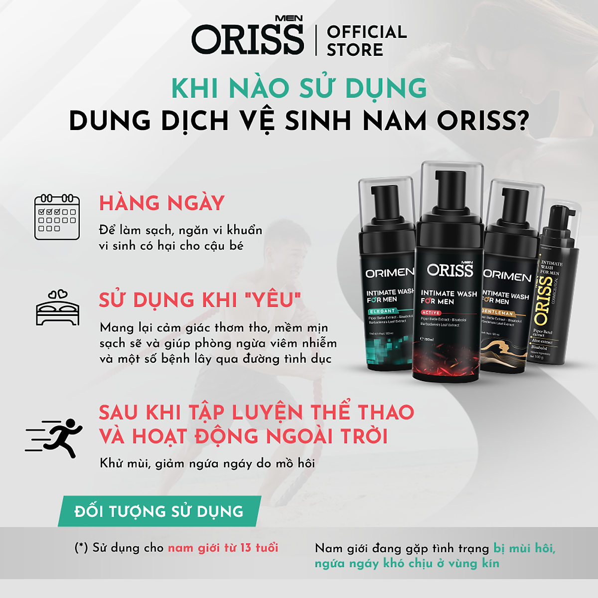 Dung Dịch Vệ Sinh Chuyên Dụng Cho Nam Giới Dạng Bọt Oriss Men Elegent 120ml/chai