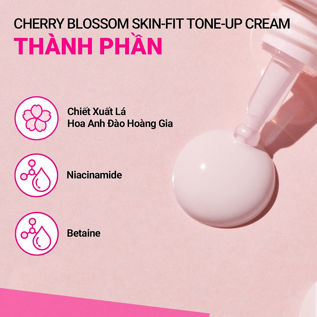 Kem dưỡng ẩm làm sáng chống nắng cho da innisfree Cherry Blossom Glow Skin-Fit Tone-Up Cream SPF 50+PA++++ 50ml